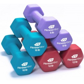 Neoprene Workout Dumbbells - Non Slip, Anti Roll Exercise & Fitness Dumbbells Combo - Hex Shaped Hand weights for Men & Women - Ideal for Home and Gyms training