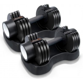 Ativafit 27.5 LBS/ 44LBS/66LBS/88LBS Adjustable Dumbbell Set with Anti-slip Handle 12 In 1 Quick Dial Adjustment Weights With Safety Locking Button Space Saving Strength Training for Full Body Home Gym Workout