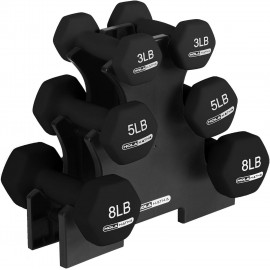 HolaHatha 2, 3, 5, 8, and 10 Pound Neoprene Dumbbell  Hand Weight Set with Rack, Ideal for Home Exercises to Gain Tone and Definition, Pastel