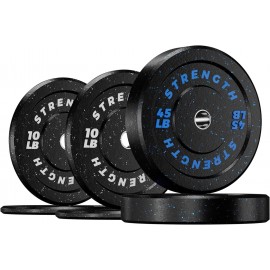 GIKPAL Bumper Plates, Olympic Weight Plates Set 2-inch Rubber Weights for Barbell, 10lbs-55lbs