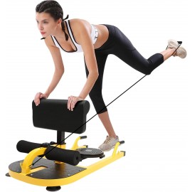 Multi-Function Deep Sissy Squat Machine, Yellow and Black Home Gym Hip Thrust Machine Home Workout Equipment Leg Exercise Machine for Women & Men, Bearing: 100kg/220lbs