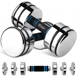 Northdeer Steel Dumbbells Ultracompact & Adjustable Chrome Dumbbell with Foam Handles 5lb 10lb 15lb 20lb 30lb 50lb Home Gym Workout (Choice of Size)