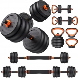 FEIERDUN Adjustable Dumbbells, 20/30/40/50/70/90lbs  Weight Set with Connector, 4 in1 Dumbbells Set Used as Barbell, Kettlebells, Push up Stand, Fitness Exercises for Home Gym Suitable Men/Women