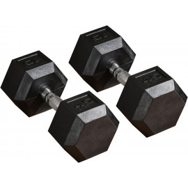 Soozier 2 x 45lbs Hex Dumbbell Set of 2, Rubber Weights Exercise Fitness Dumbbell with Non-Slip Handles, Anti-roll, for Women or Men Home Gym Workout