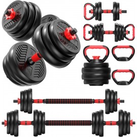 Adjustable Dumbbell Set | 85Lbs  Weights Dumbbells Set | 4-in-1 Dumbbell, Barbell, Kettlebell, Push-up | Home Fitness Workout Equipment for Men Women